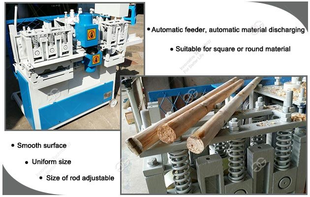 Wood Broom Handle Rounding Machine